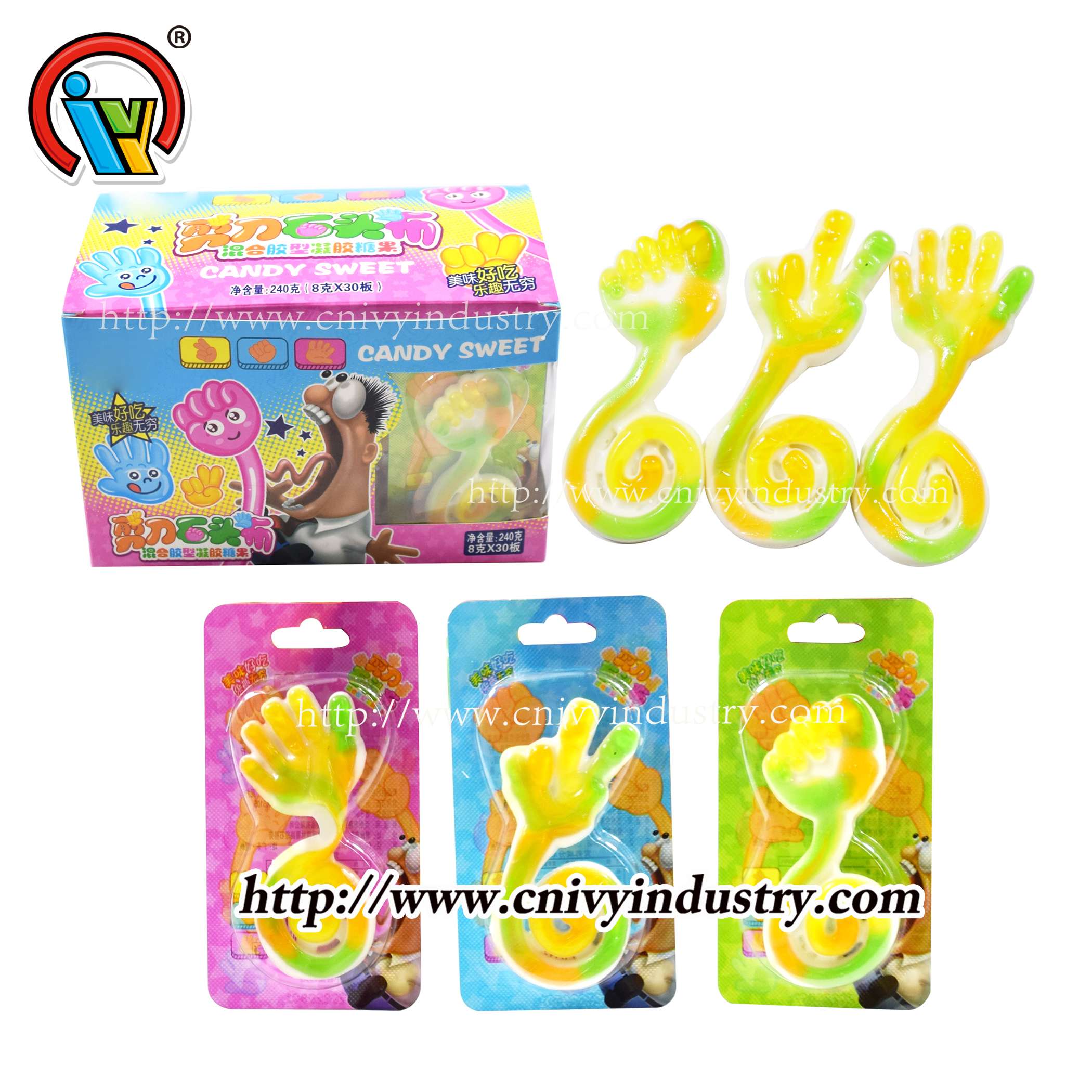 Gummy candy rock paper scissors candy