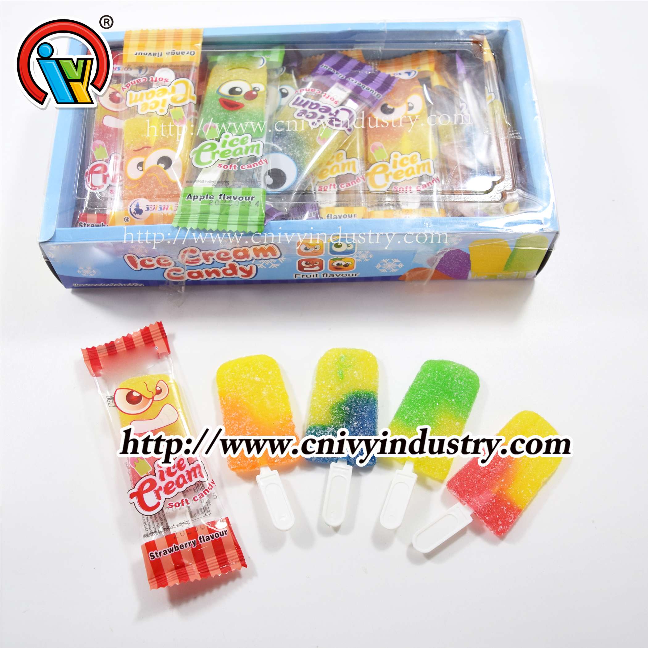 halal fruit flavor ice cream shape gummy lollipop candy sweet