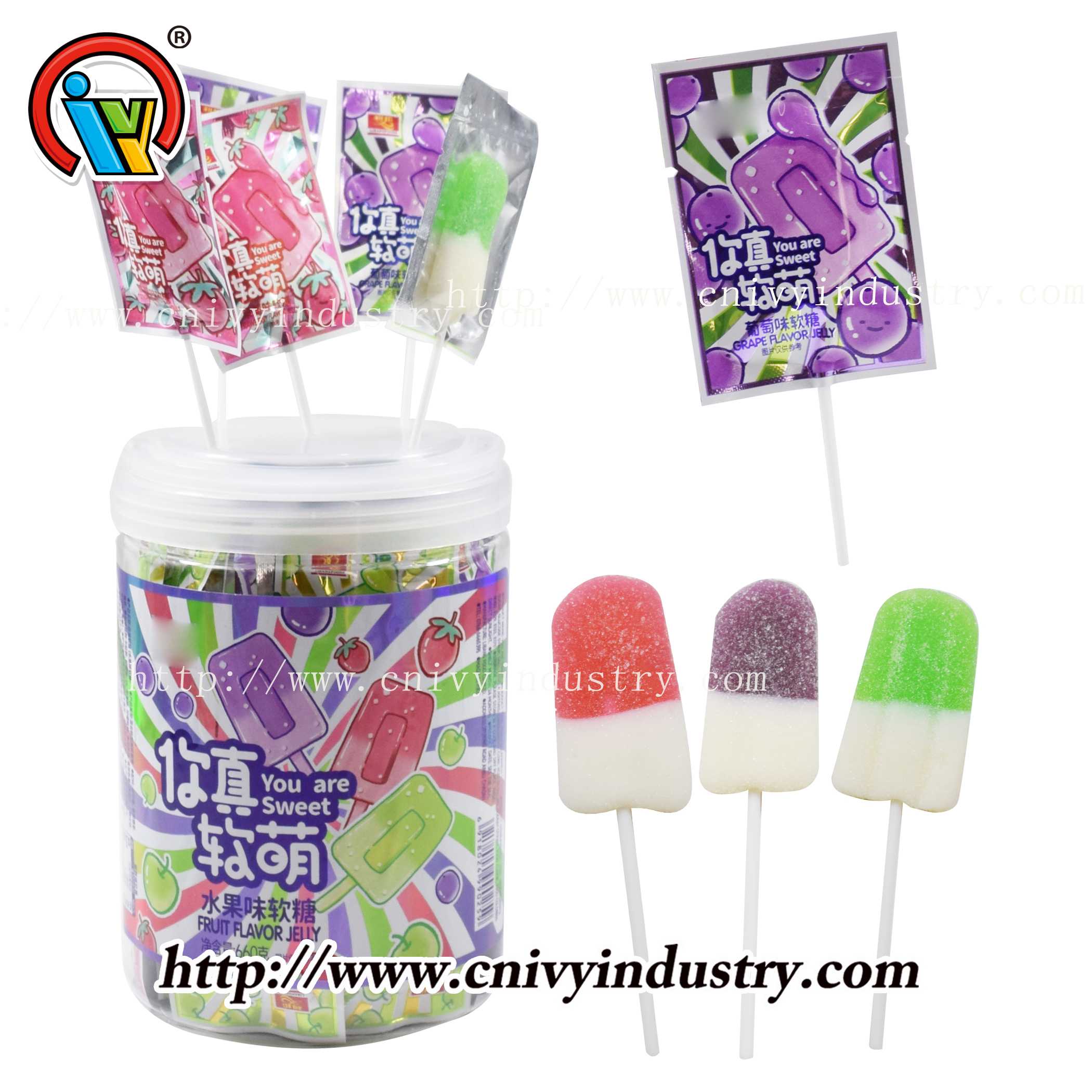 wholesale ice cream shape gummy lollipop candy halal