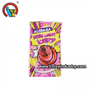 Rose Fluorescence Lollipop with popping candy