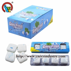 Bubble chewing gum with mint flavor