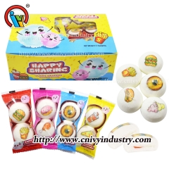 printed marshmallow candy with jam filling