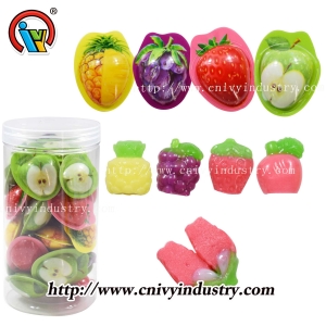 Fruit shape gummy candy with jam