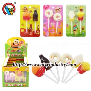 Halal 2 in 1 fast food shape lollipop candy